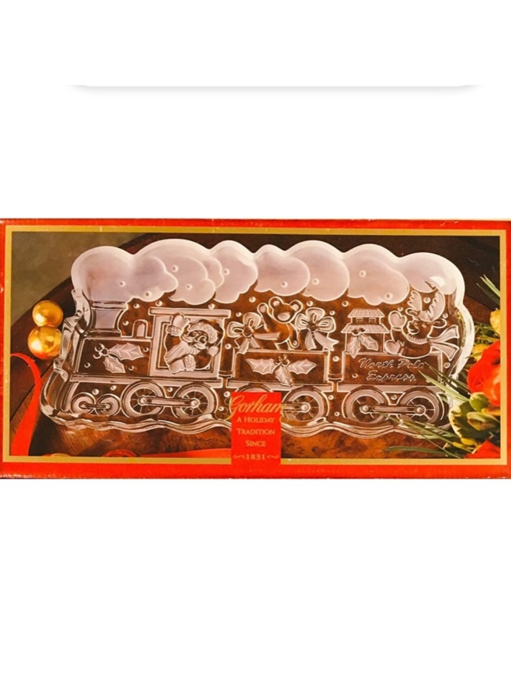 Gorham Crystal Holiday Traditions North Pole Express 13 1/2" Train Server